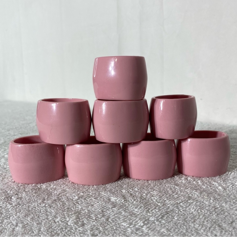 Vintage 90s Pink Napkin Rings x8